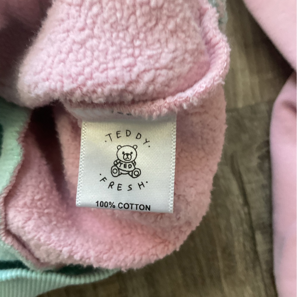 Teddy Fresh Size S Embroidered Logo Hoodie Sweatshirt Pastel Color Block - Picture 4 of 5